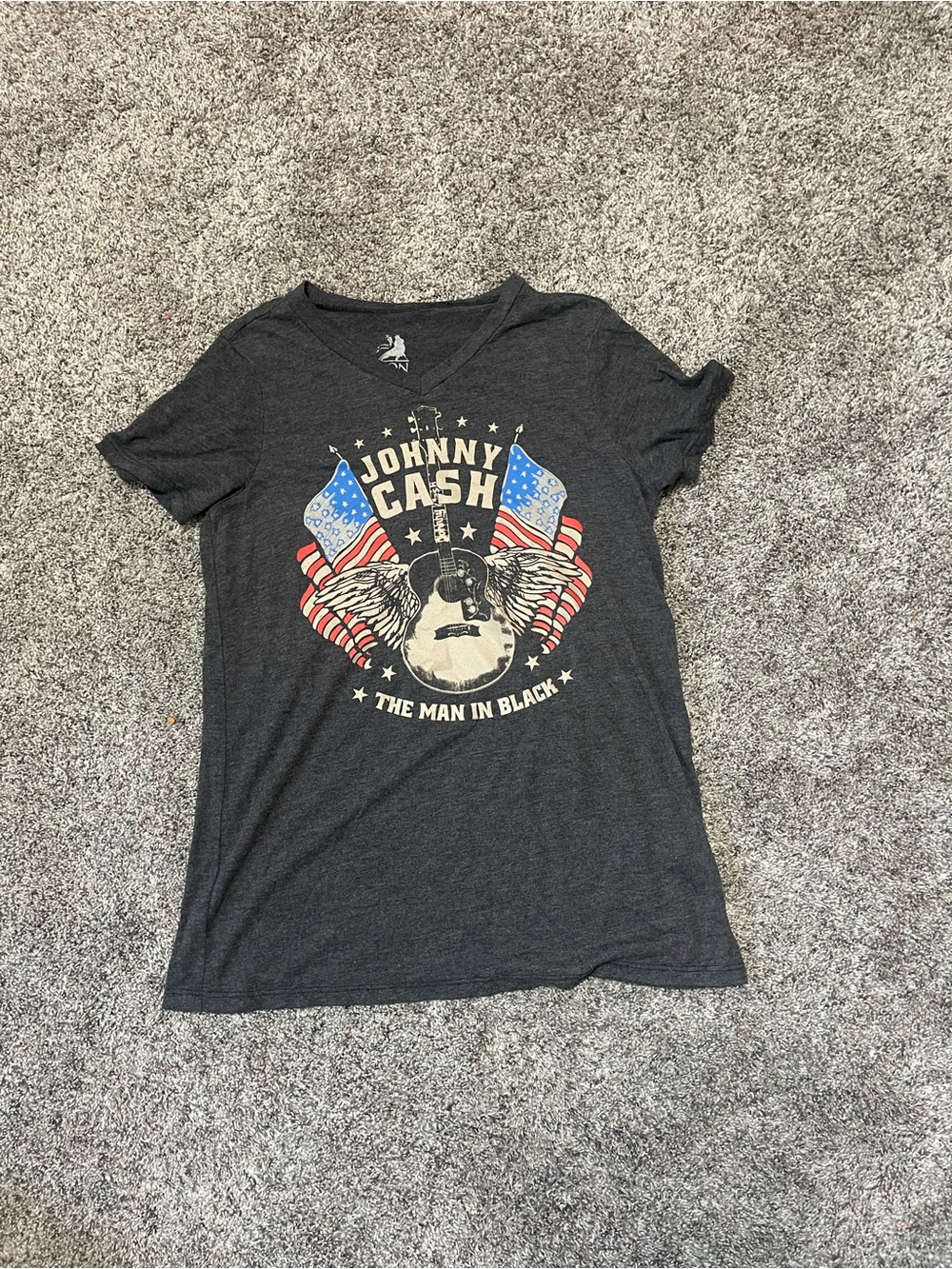 Johnny Cash Women's Black Graphic Tee - Short Sleeve Crew